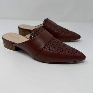 Cole Haan Mule Mahogany Brown Woven Leather Pointed Toe Loafer W13643 Womens 7.5